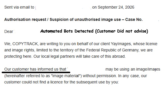 Copytrack Scam - Automated Bots Copyright Email